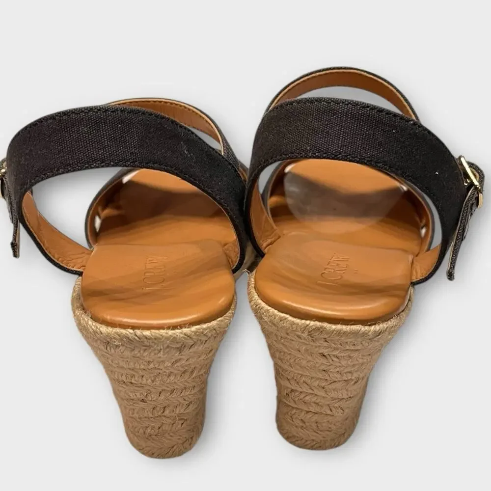 J. CREW Peep-toe wedge Women Sandals Size US 8 Navy espadrille Casual